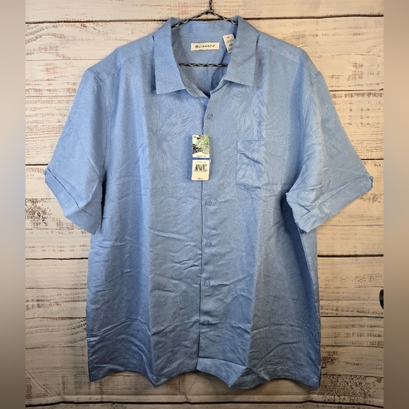 NWT Cubavera Blue Floral Mens Size XL Shortsleeve Button-down Shirt - Picture 1 of 7